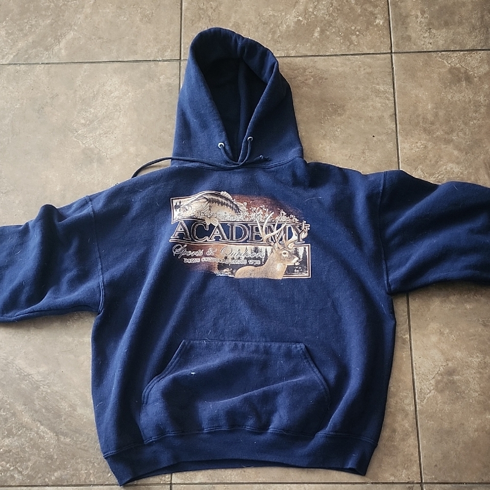 Jerzees Navy Graphic Hoodie Vintage